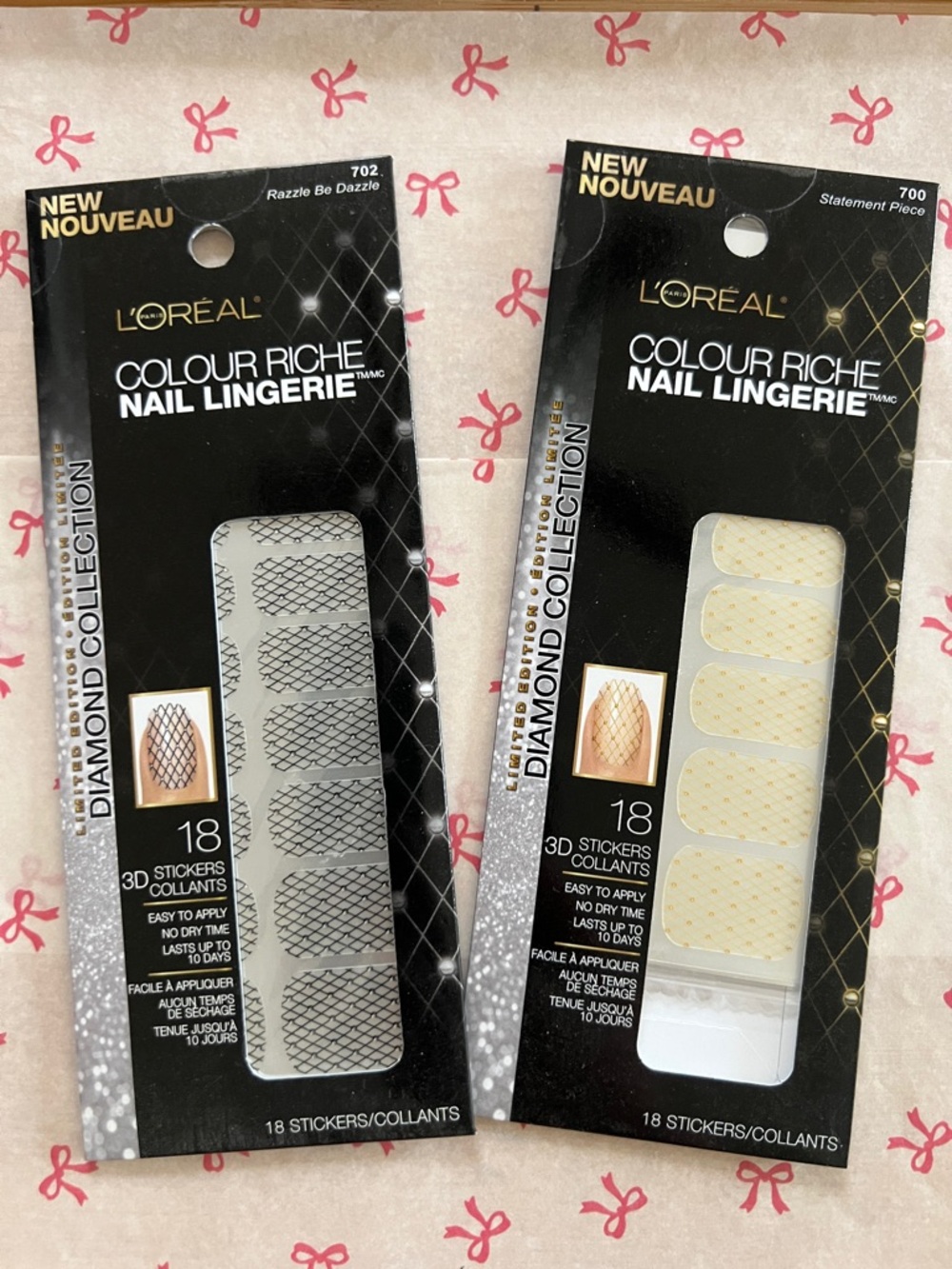 L'Oreal Colour Riche Nail Lingerie Nail Stickers — Black & Cream with Gold Dots